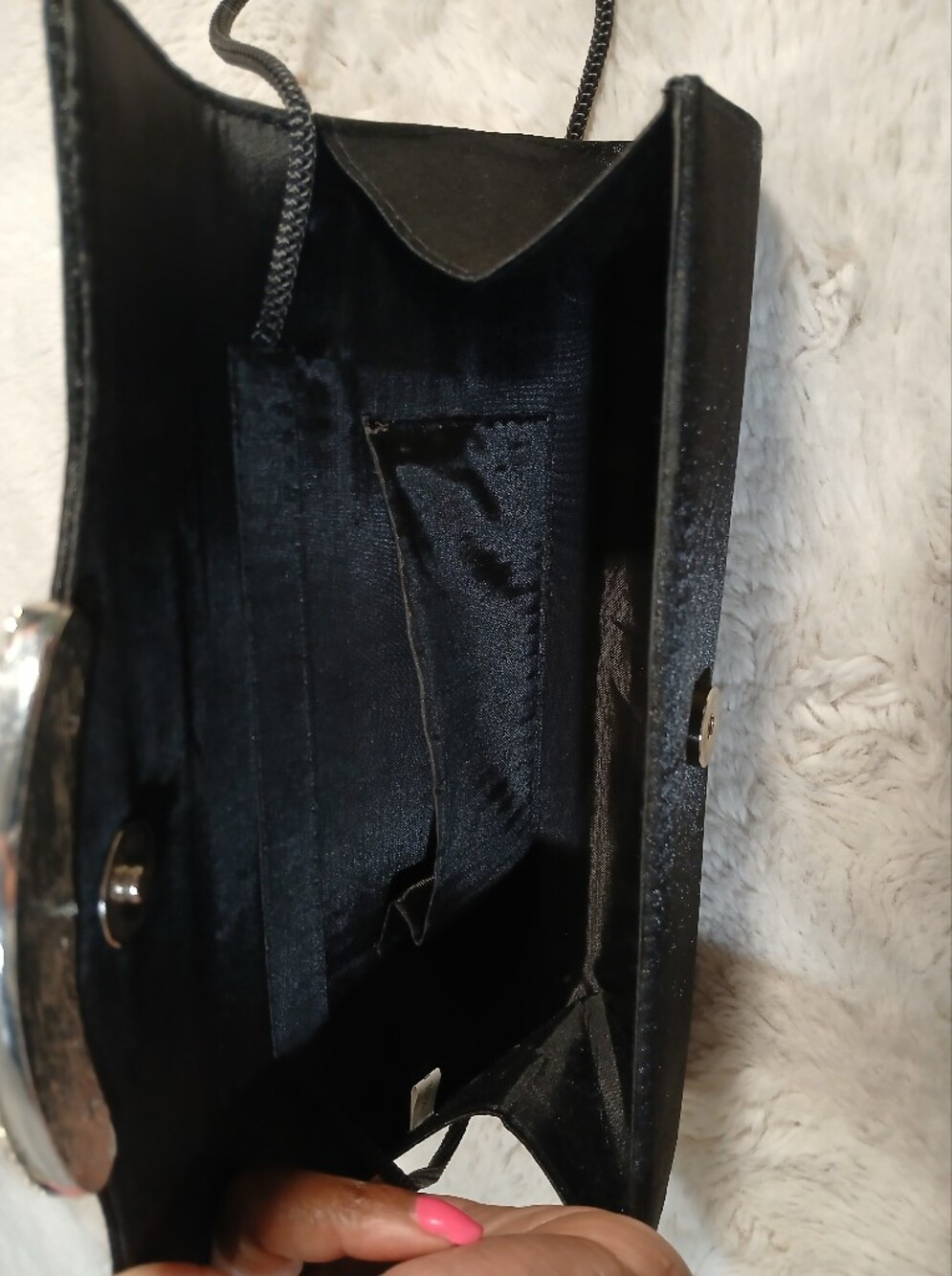 🩷Bundle🩷Steve Madden Black Rhinestone Ankle Strap heels +Black Clutch - Picture 12 of 16